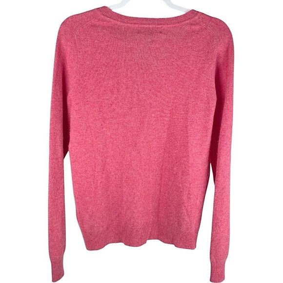 Tahari 100% Cashmere pink v neck Knit pullover Sweater womens large - Picture 2 of 5